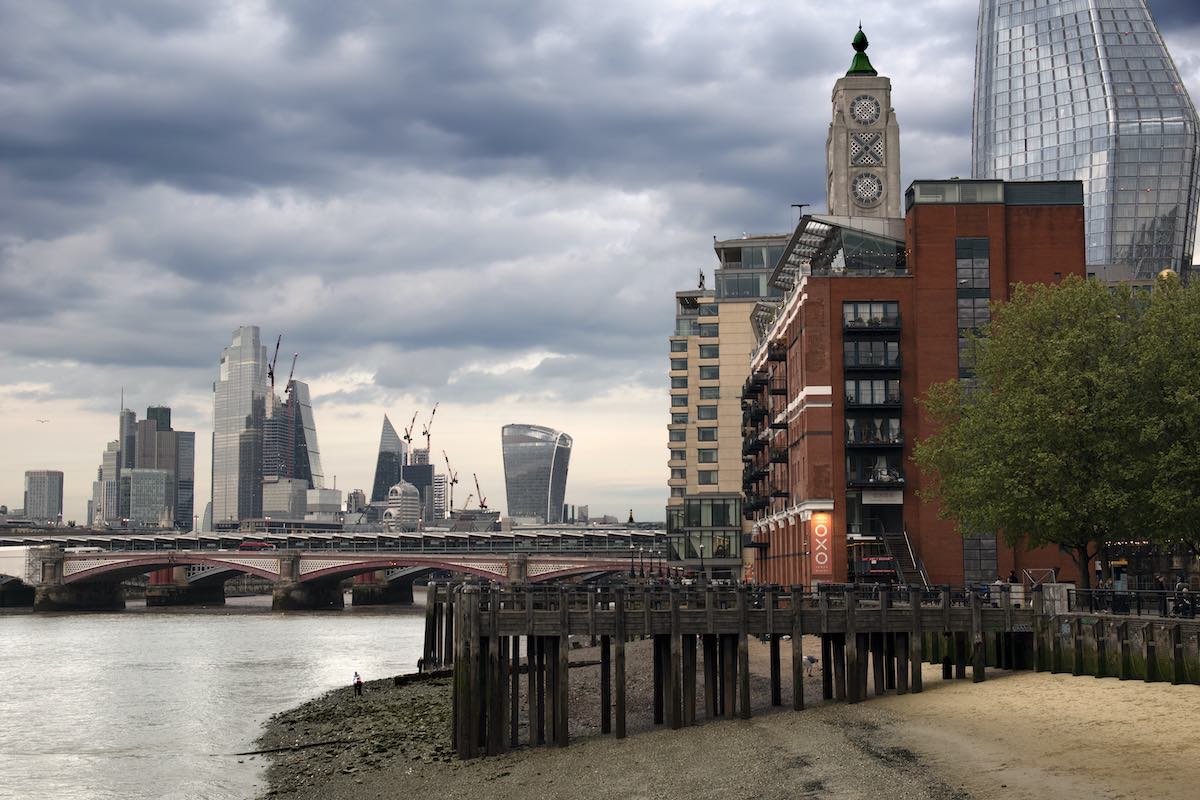 London, UK – 30th April 2022: View of the OXO tower and Thames